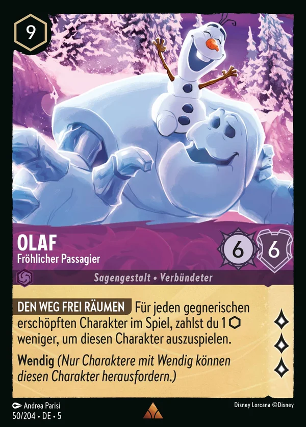 Olaf - Fröhlicher Passagier — Disney Lorcana Charakter card from Shimmering Skies