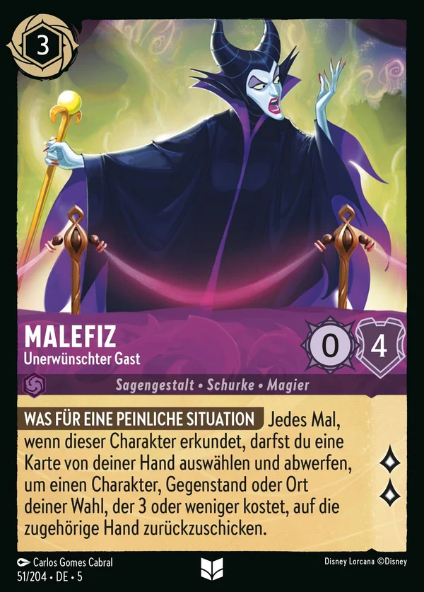 Malefiz - Unerwünschter Gast — Disney Lorcana Charakter card from Shimmering Skies