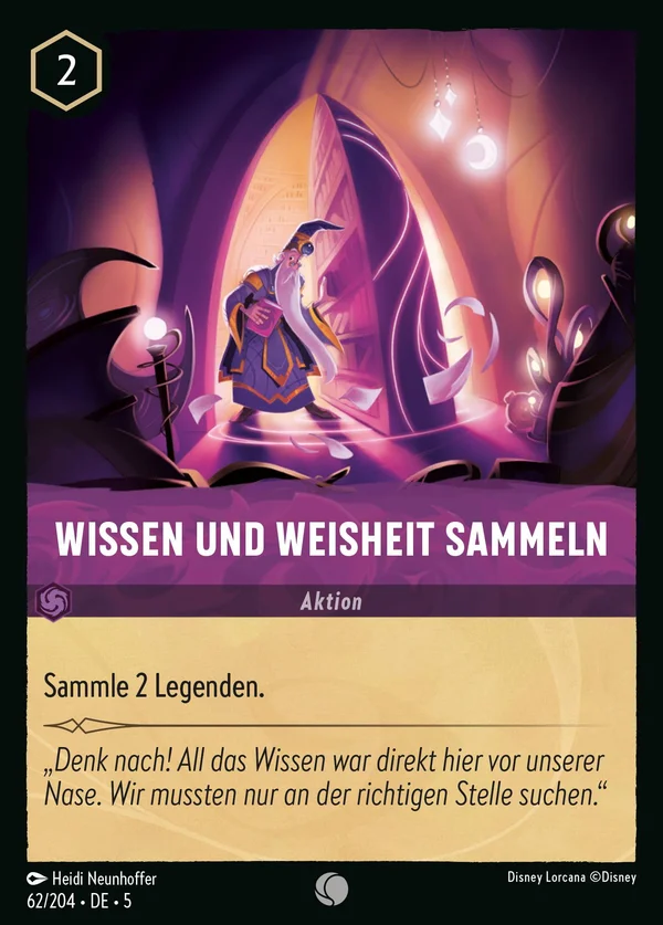 Wissen und Weisheit sammeln — Disney Lorcana Aktion card from Shimmering Skies