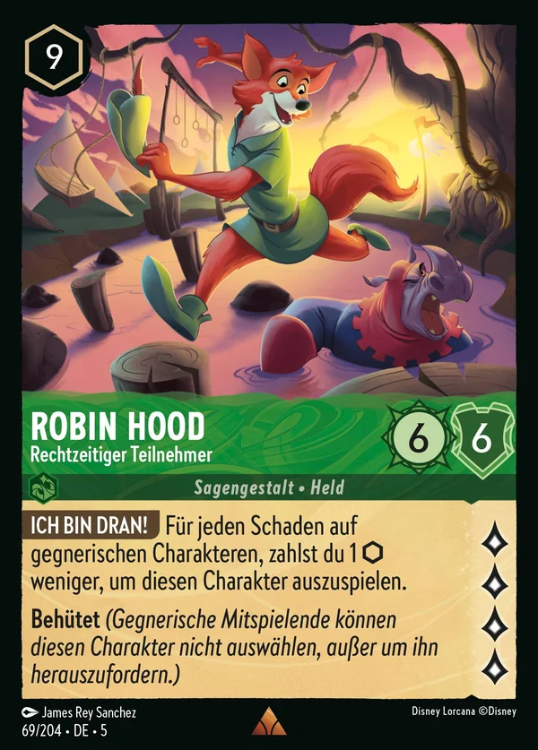 Robin Hood - Rechtzeitiger Teilnehmer — Disney Lorcana Charakter card from Shimmering Skies