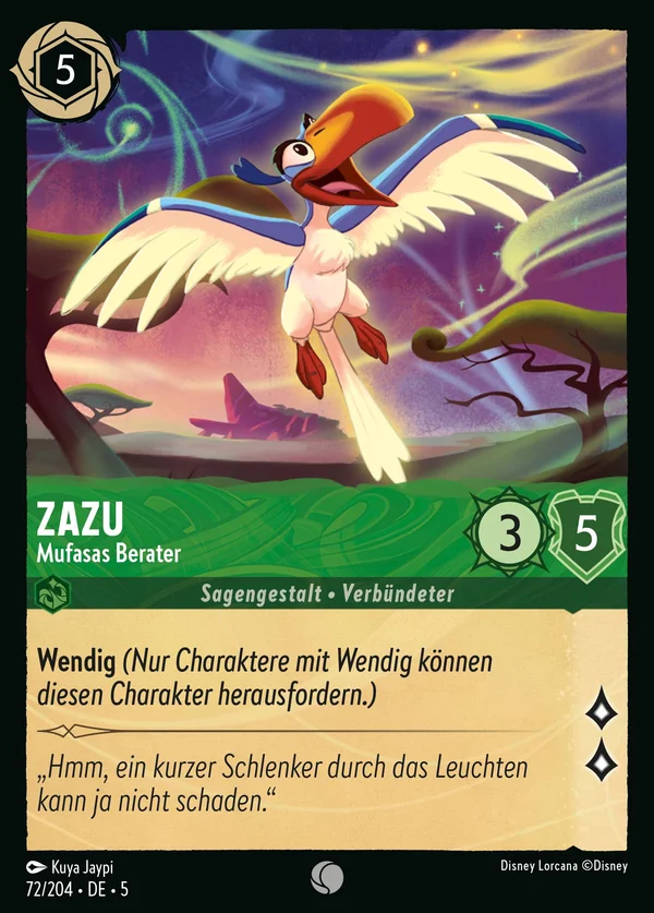 Zazu - Mufasas Berater — Disney Lorcana Charakter card from Shimmering Skies