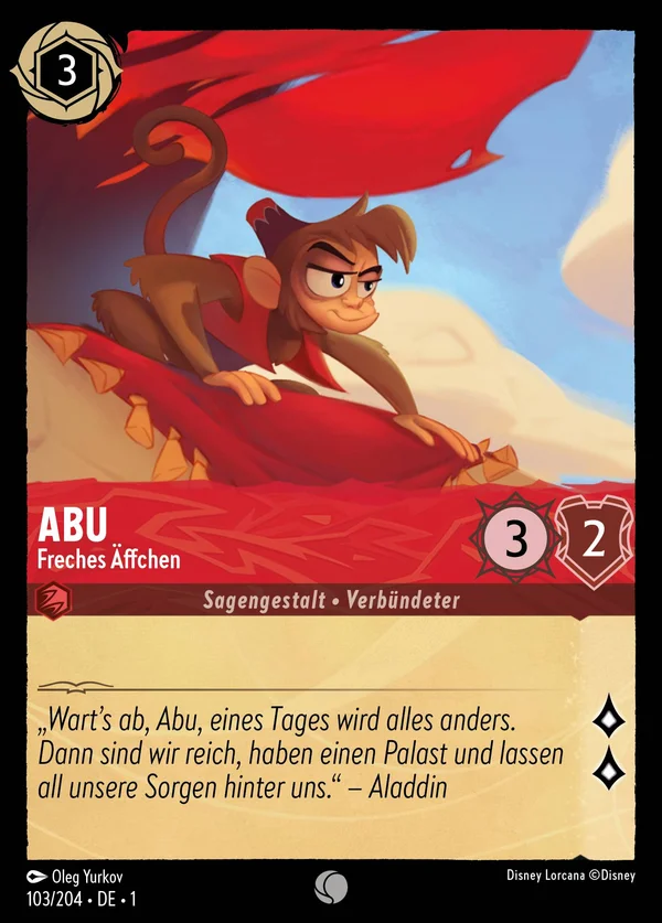Abu - Freches Äffchen — Disney Lorcana Charakter card from The First Chapter