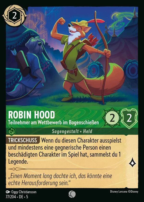 Robin Hood - Teilnehmer am Wettbewerb im Bogenschießen — Disney Lorcana Charakter card from Shimmering Skies