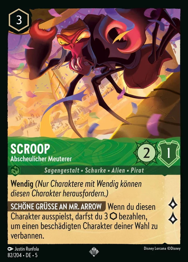 Scroop - Abscheulicher Meuterer — Disney Lorcana Charakter card from Shimmering Skies