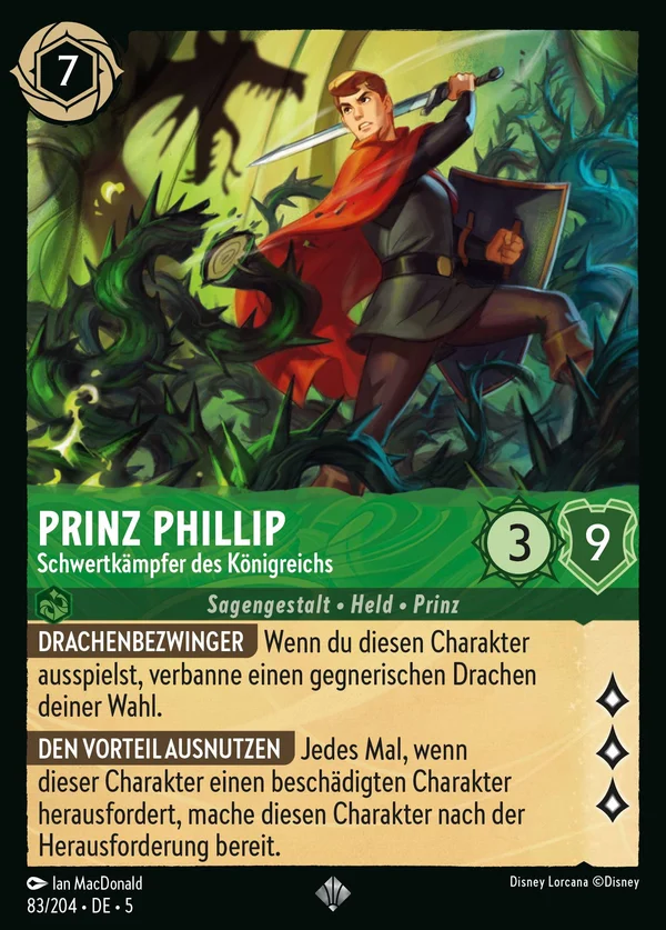 Prinz Phillip - Schwertkämpfer des Königreichs — Disney Lorcana Charakter card from Shimmering Skies