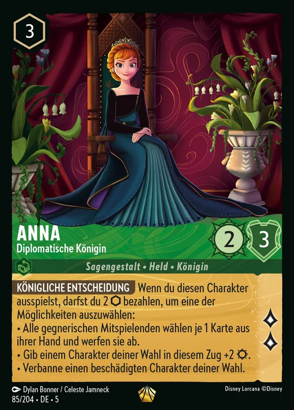 Anna - Diplomatische Königin — Disney Lorcana Charakter card from Shimmering Skies