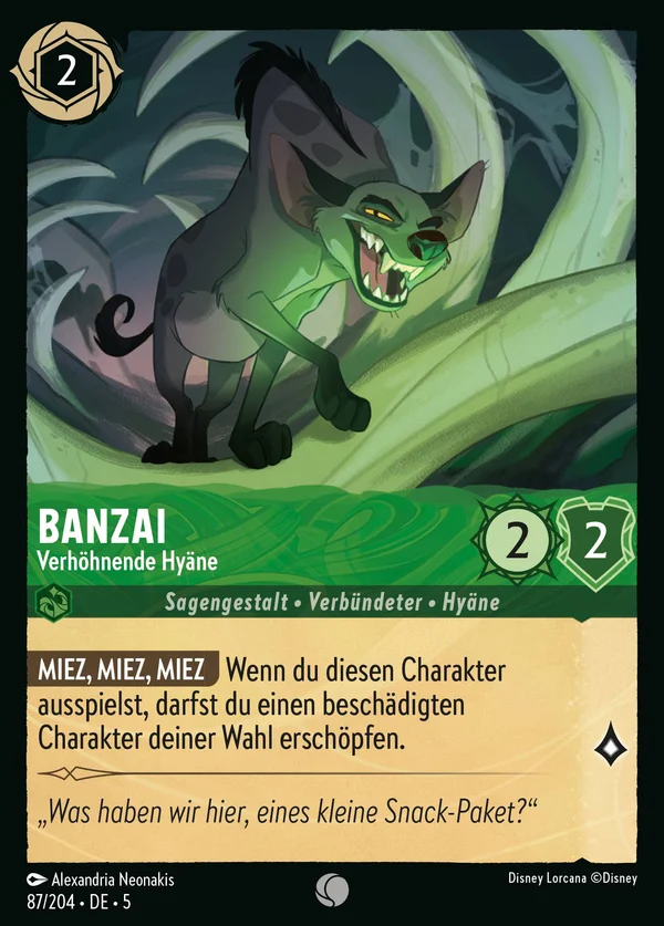 Banzai - Verhöhnende Hyäne — Disney Lorcana Charakter card from Shimmering Skies