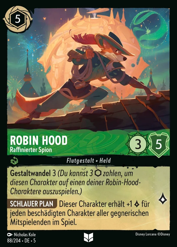 Robin Hood - Raffinierter Spion — Disney Lorcana Charakter card from Shimmering Skies