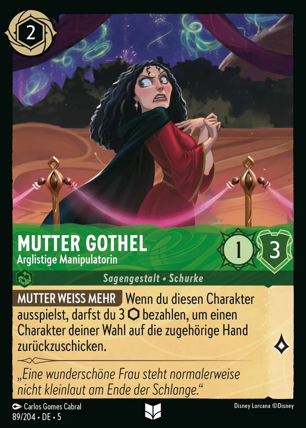 Mutter Gothel - Arglistige Manipulatorin — Disney Lorcana Charakter card from Shimmering Skies