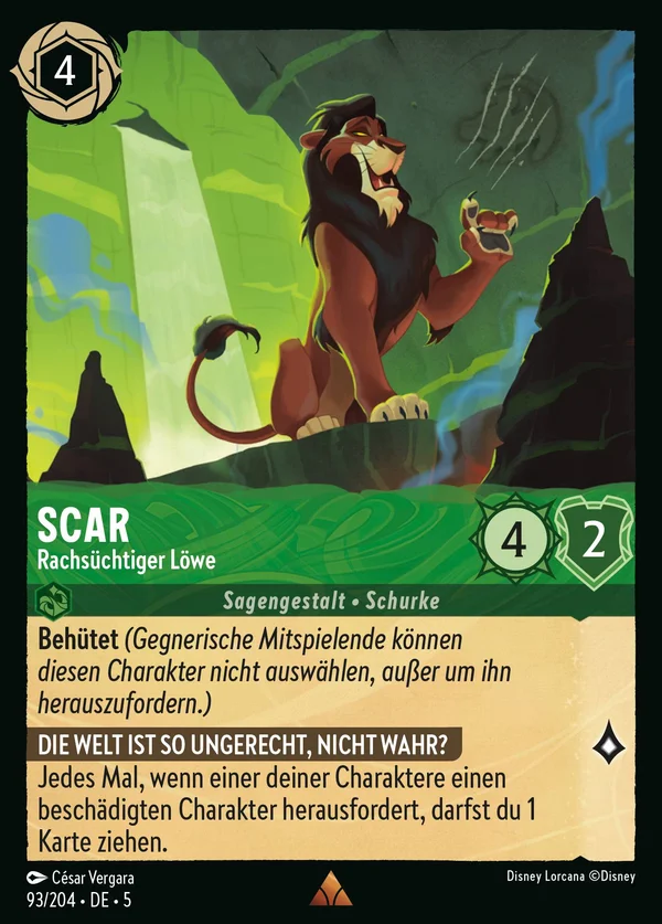 Scar - Rachsüchtiger Löwe — Disney Lorcana Charakter card from Shimmering Skies