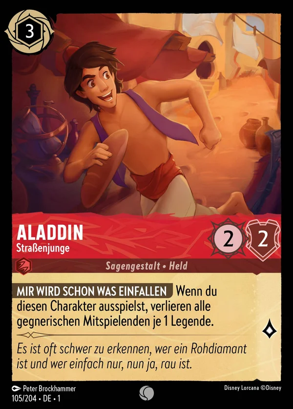 Aladdin - Straßenjunge — Disney Lorcana Charakter card from The First Chapter