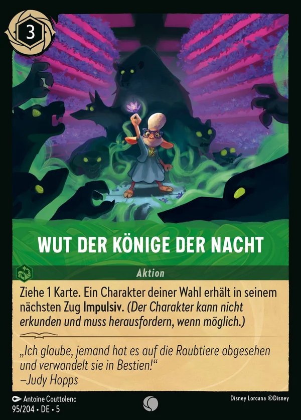 Wut der Könige der Nacht — Disney Lorcana Aktion card from Shimmering Skies