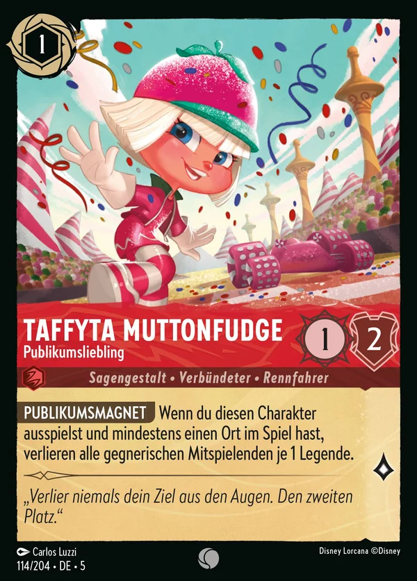 Taffyta Muttonfudge - Publikumsliebling — Disney Lorcana Charakter card from Shimmering Skies