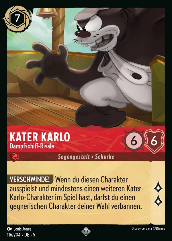 Kater Karlo - Dampfschiff-Rivale — Disney Lorcana Charakter card from Shimmering Skies