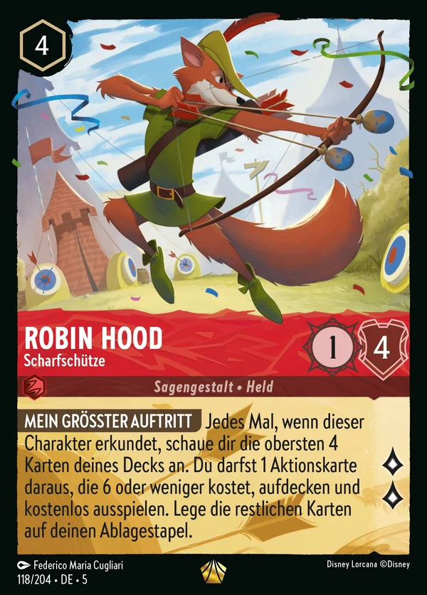 Robin Hood - Scharfschütze — Disney Lorcana Charakter card from Shimmering Skies