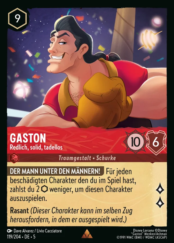 Gaston - Redlich, solid, tadellos — Disney Lorcana Charakter card from Shimmering Skies