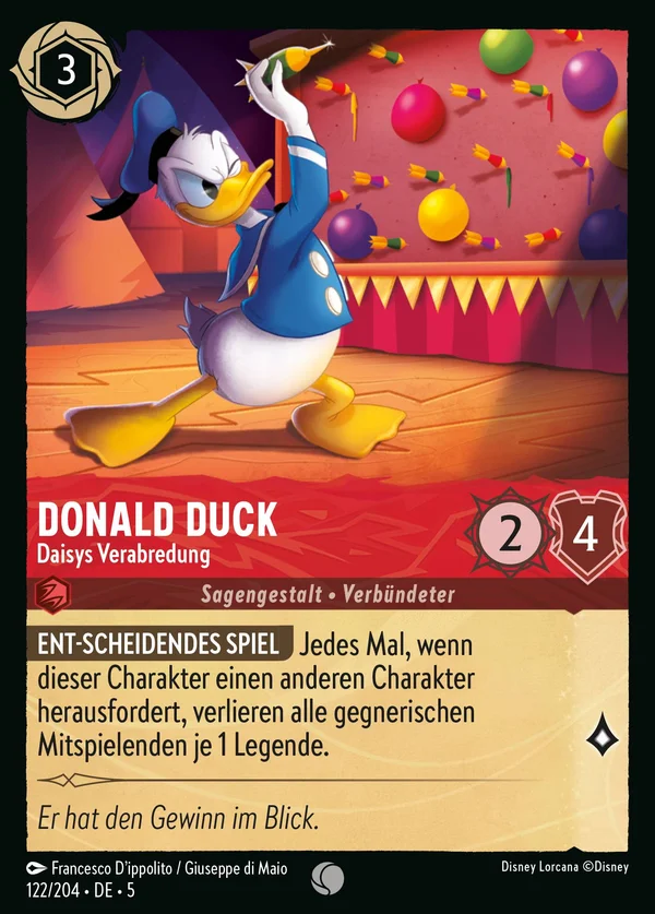 Donald Duck - Daisys Verabredung — Disney Lorcana Charakter card from Shimmering Skies