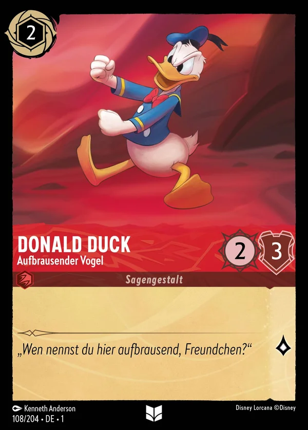 Donald Duck - Aufbrausender Vogel — Disney Lorcana Charakter card from The First Chapter