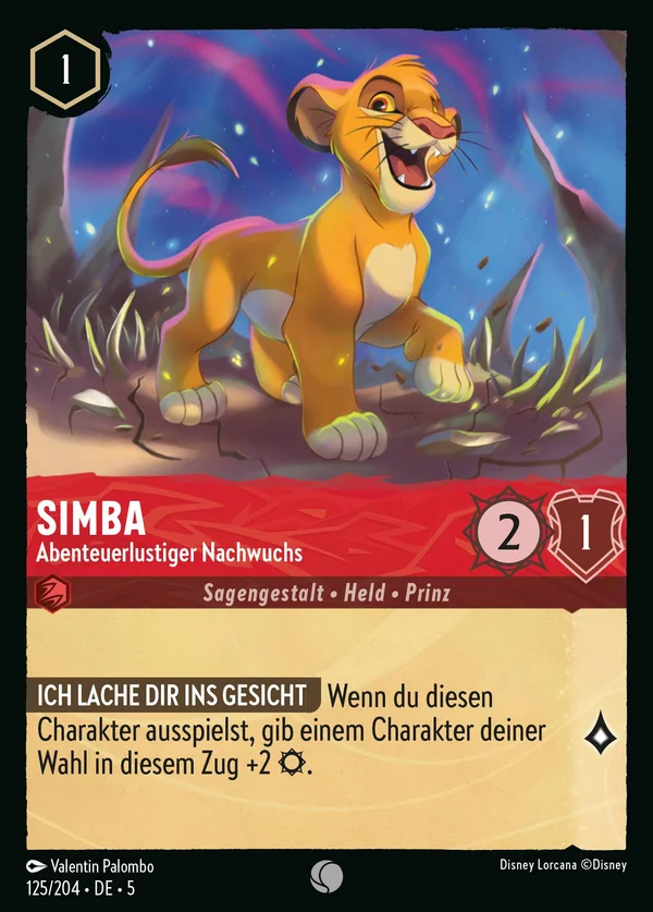 Simba - Abenteuerlustiger Nachwuchs — Disney Lorcana Charakter card from Shimmering Skies
