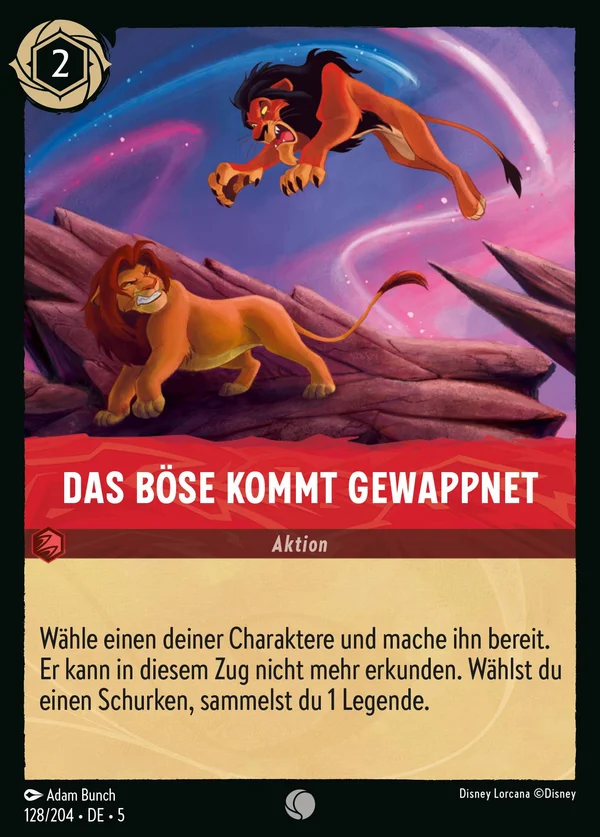 Das Böse kommt gewappnet — Disney Lorcana Aktion card from Shimmering Skies