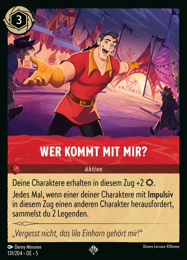 Wer kommt mit mir? — Disney Lorcana Aktion card from Shimmering Skies