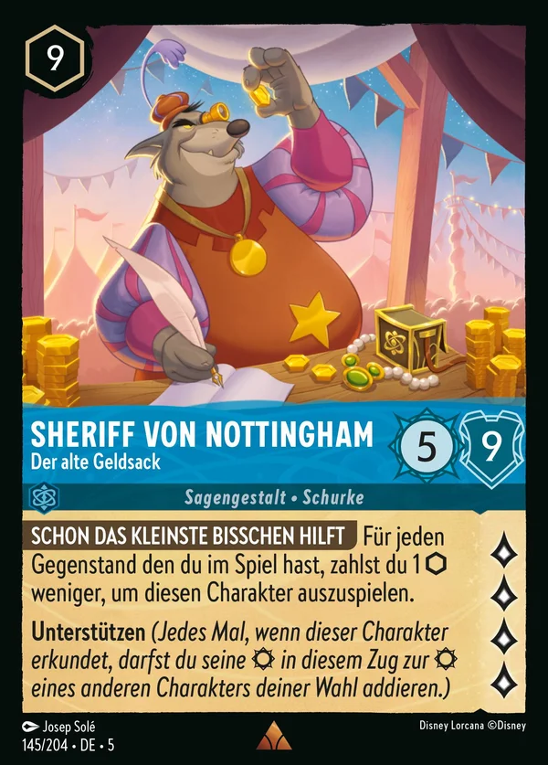 Sheriff von Nottingham - Der alte Geldsack — Disney Lorcana Charakter card from Shimmering Skies