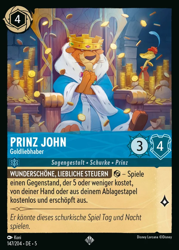 Prinz John - Goldliebhaber — Disney Lorcana Charakter card from Shimmering Skies