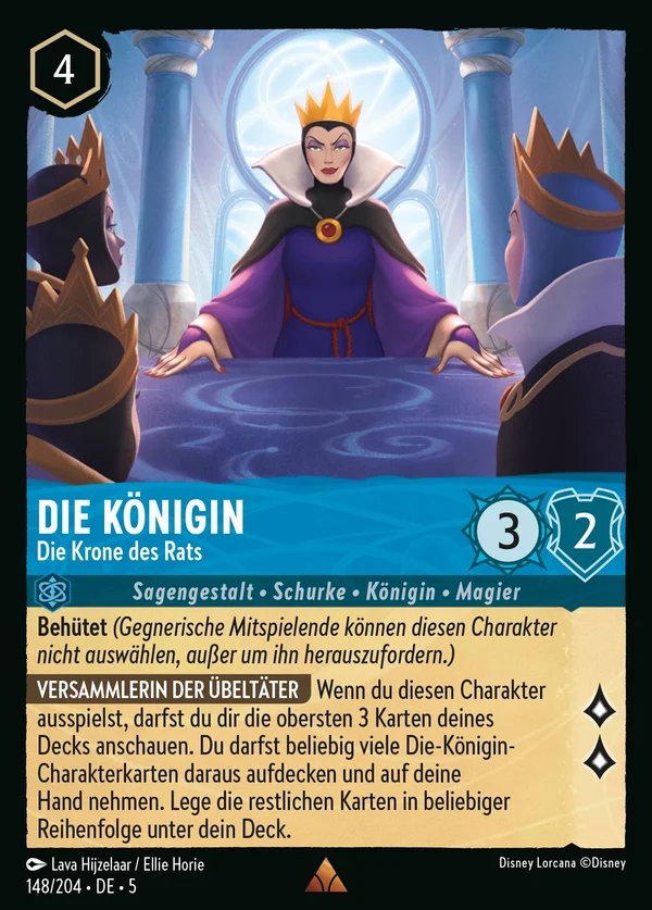 Die Königin - Die Krone des Rats — Disney Lorcana Charakter card from Shimmering Skies