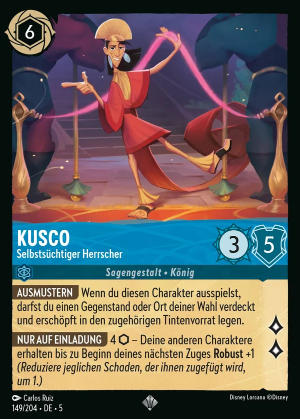 Kusco - Selbstsüchtiger Herrscher — Disney Lorcana Charakter card from Shimmering Skies