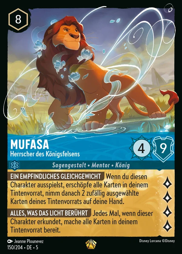 Mufasa - Herrscher des Königsfelsens — Disney Lorcana Charakter card from Shimmering Skies