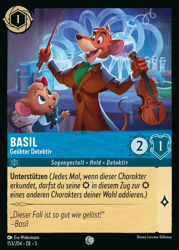 Basil - Geübter Detektiv — Disney Lorcana Charakter card from Shimmering Skies