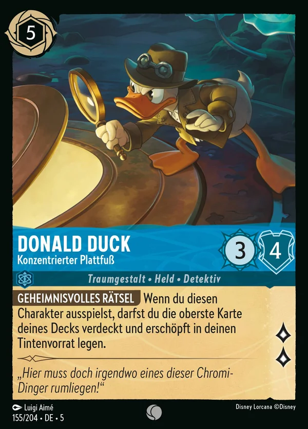 Donald Duck - Konzentrierter Plattfuß — Disney Lorcana Charakter card from Shimmering Skies