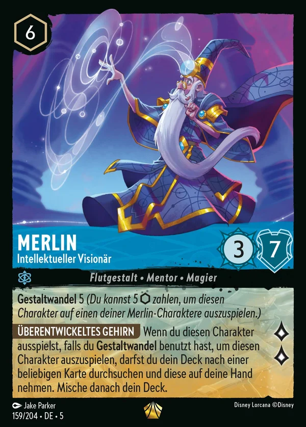 Merlin - Intellektueller Visionär — Disney Lorcana Charakter card from Shimmering Skies
