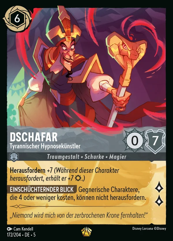 Dschafar - Tyrannischer Hypnosekünstler — Disney Lorcana Charakter card from Shimmering Skies