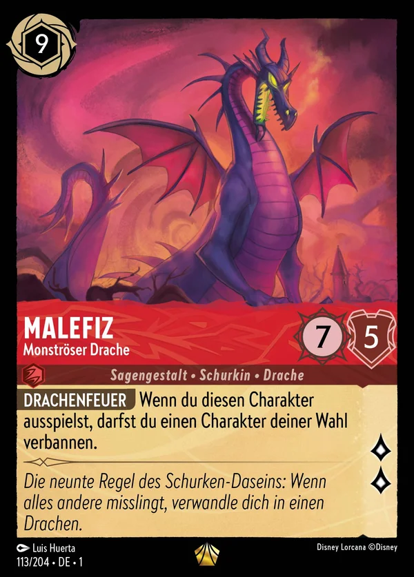 Malefiz - Monströser Drache — Disney Lorcana Charakter card from The First Chapter