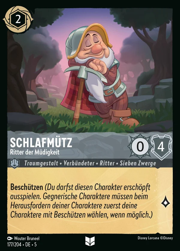 Schlafmütz - Ritter der Müdigkeit — Disney Lorcana Charakter card from Shimmering Skies