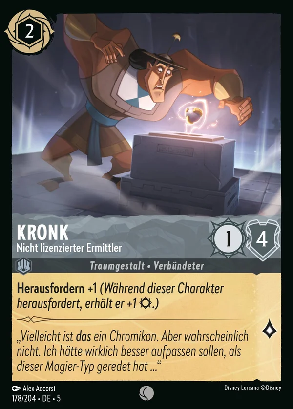 Kronk - Nicht lizenzierter Ermittler — Disney Lorcana Charakter card from Shimmering Skies