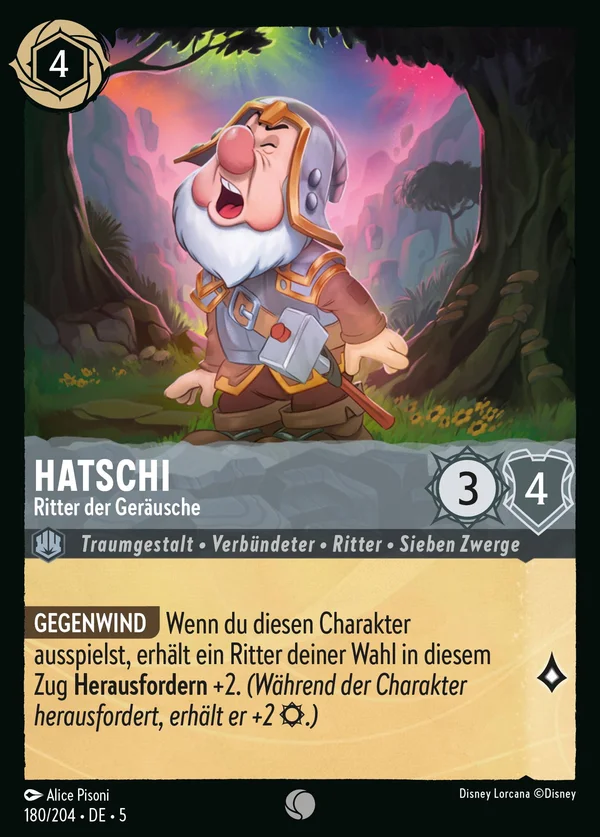 Hatschi - Ritter der Geräusche — Disney Lorcana Charakter card from Shimmering Skies