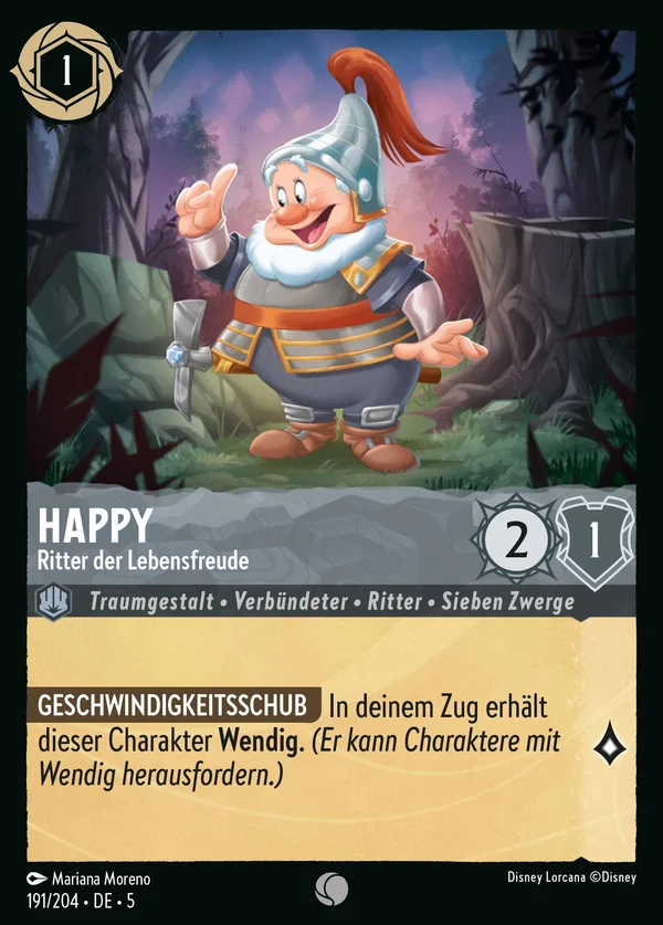 Happy - Ritter der Lebensfreude — Disney Lorcana Charakter card from Shimmering Skies