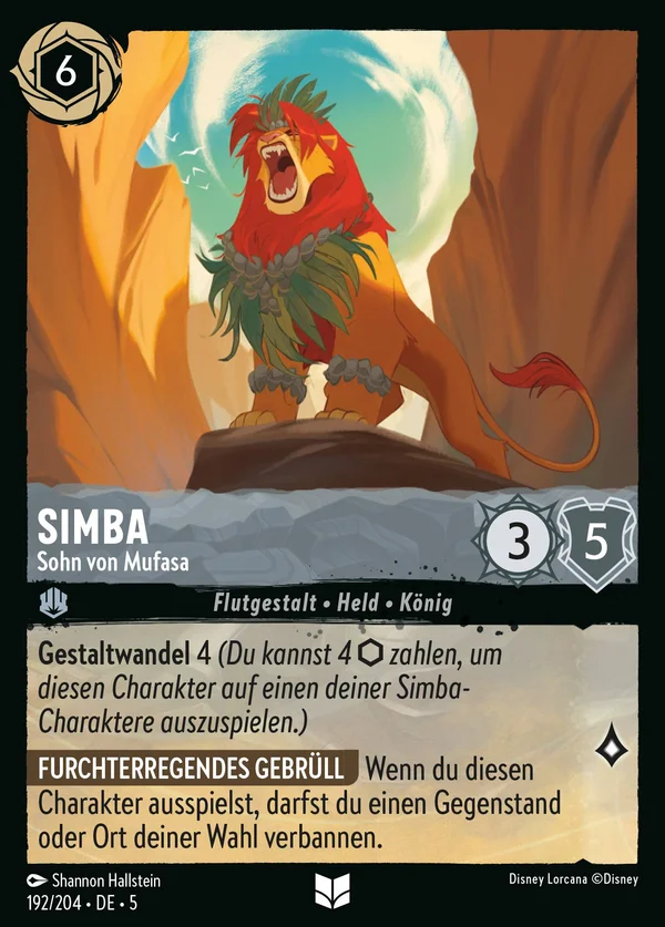 Simba - Sohn von Mufasa — Disney Lorcana Charakter card from Shimmering Skies