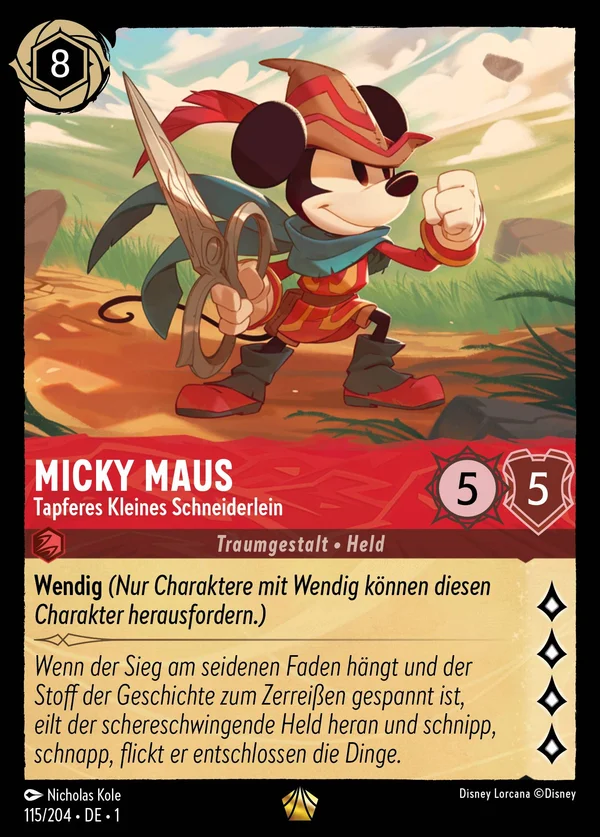 Micky Maus - Tapferes Kleines Schneiderlein — Disney Lorcana Charakter card from The First Chapter