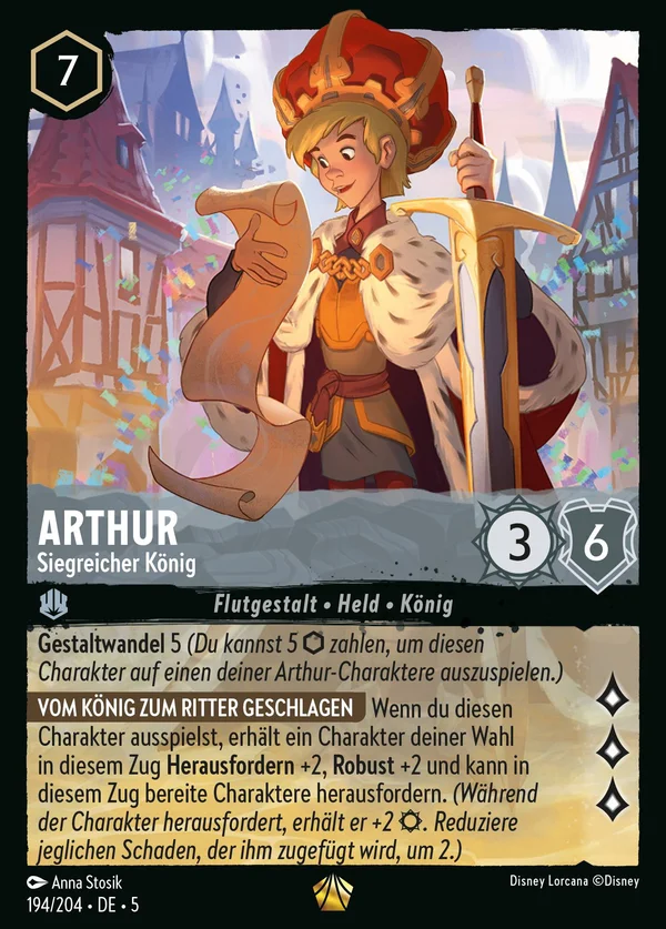 Arthur - Siegreicher König — Disney Lorcana Charakter card from Shimmering Skies