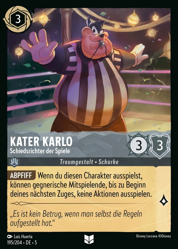 Kater Karlo - Schiedsrichter der Spiele — Disney Lorcana Charakter card from Shimmering Skies