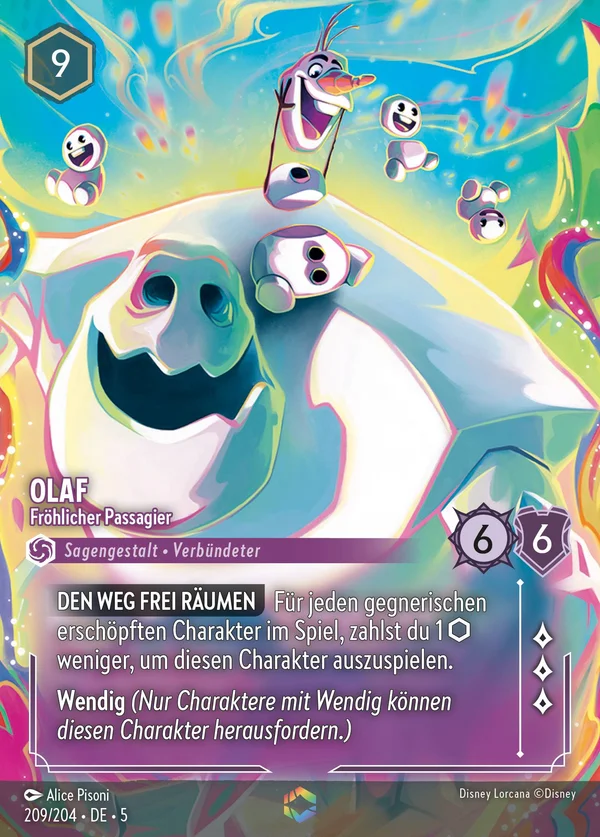 Olaf - Fröhlicher Passagier — Disney Lorcana Charakter card from Shimmering Skies