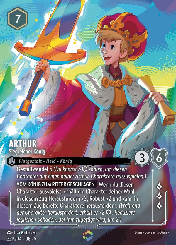 Arthur - Siegreicher König — Disney Lorcana Charakter card from Shimmering Skies