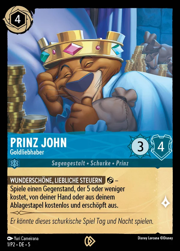Prinz John - Goldliebhaber — Disney Lorcana Charakter card from Shimmering Skies