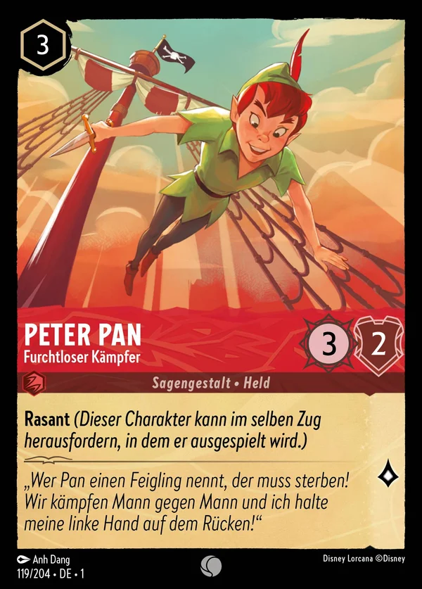Peter Pan - Furchtloser Kämpfer — Disney Lorcana Charakter card from The First Chapter