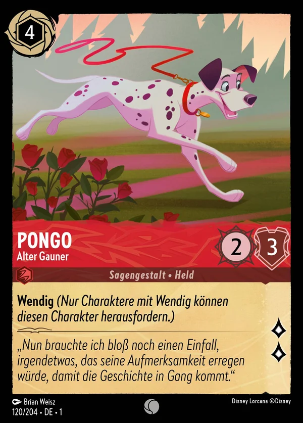 Pongo - Alter Gauner — Disney Lorcana Charakter card from The First Chapter