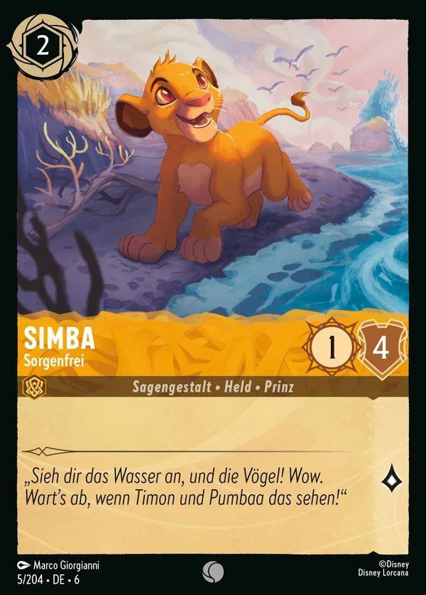 Simba - Sorgenfrei — Disney Lorcana Charakter card from Azurite Sea