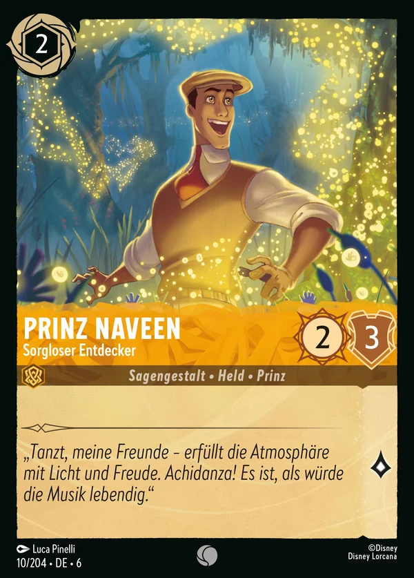 Prinz Naveen - Sorgloser Entdecker — Disney Lorcana Charakter card from Azurite Sea